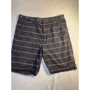 VANS‎ Chino Shorts Men's Size 36 Black Striped Flat Front Slash Pockets Low Rise